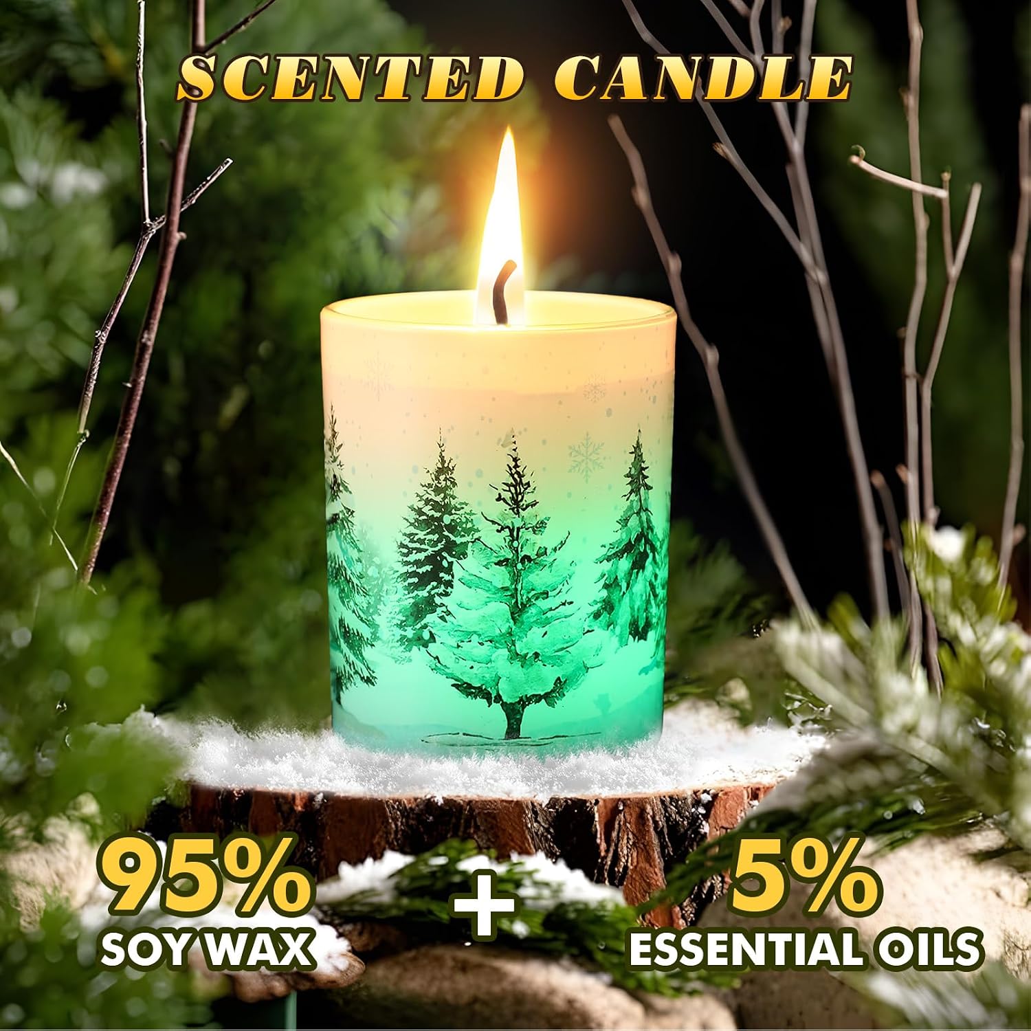 Christmas Scented Candle Gift Set for Women, Candles Can Change Into 7 Colors, Winter Candle with 7.6oz Soy Wax Fir Holiday Candles for Christmas Women Gift(Snow Forest)