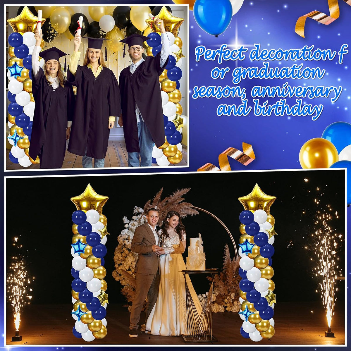 gejoy 110 pcs blue and gold balloon arch, package contents