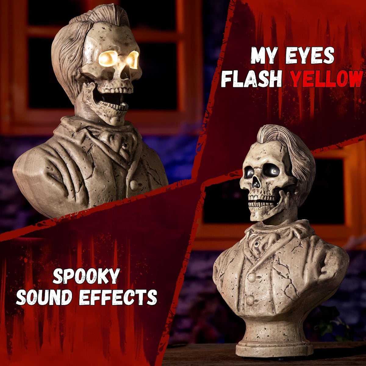 Halloween Animatronics Talking Stone Statue Decorations, Animated Props with ...