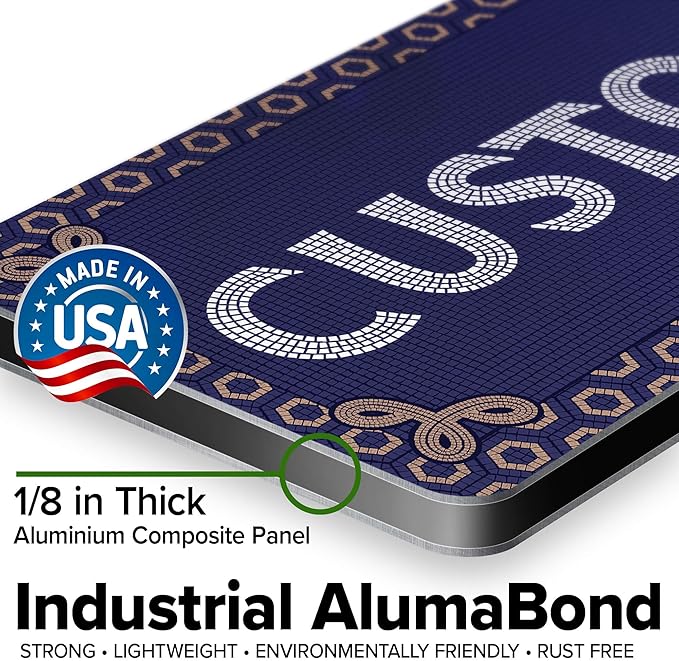 Custom Sign, Custom Street Sign, 11 Font Colors, 13 Font Styles, 4 Hole Options, 22 Sizes, 6x18 Inches, Rust Free DiBound, Fade Resistant, Made in USA by My Sign Center (Fauxsaic 1)