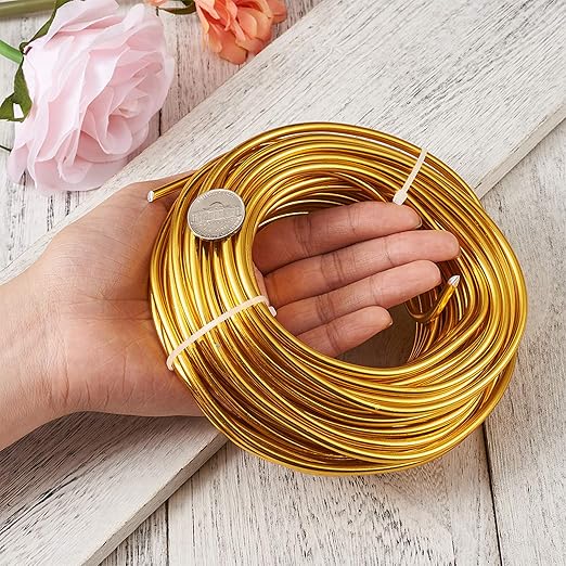 Fashewelry 32.8 Feet 5mm Gold Aluminum Wire Bendable Metal Craft Wire for Beading Sculpting Jewelry Making