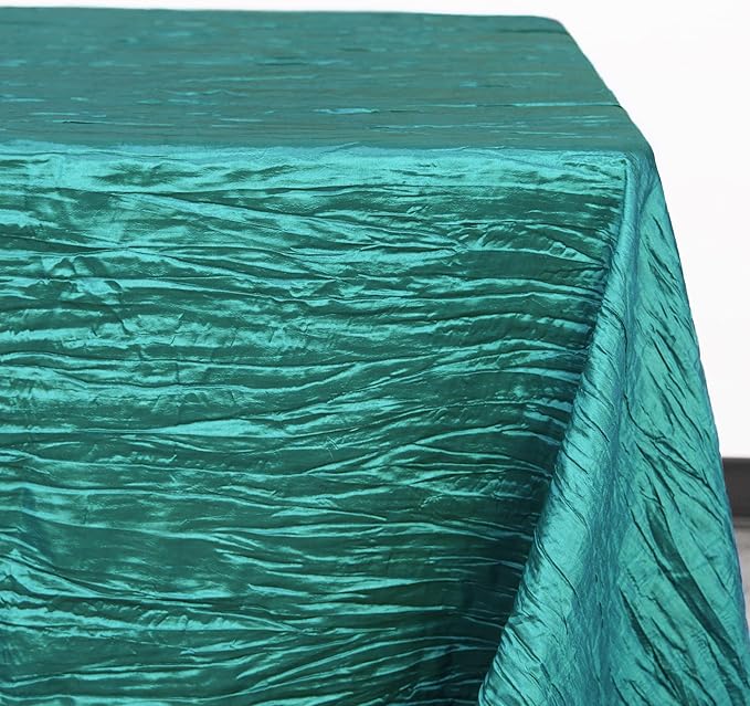 YOUR CHAIR COVERS - 90 x 132 inch Rectangular Crinkle Taffeta Tablecloth - Teal, Rectangle Table Linens for 6 ft Rectangular Tables, Wedding Crushed Table Cloth