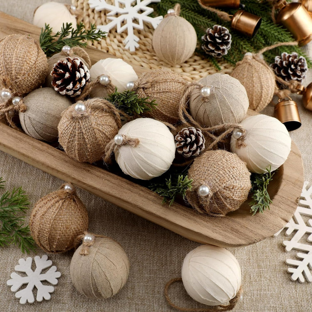 syhood 24 pcs burlap christmas ornaments 2.36 inch, main product view