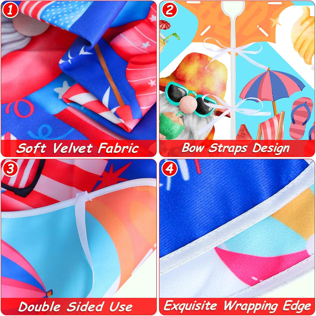 15 Inch Mini Summer Tree Skirt 4th of July Patriotics Tree Skirt Double Sided Print Mat Independence Day Holiday Party Supplies Home Tabletop Christmas Tree Decoration