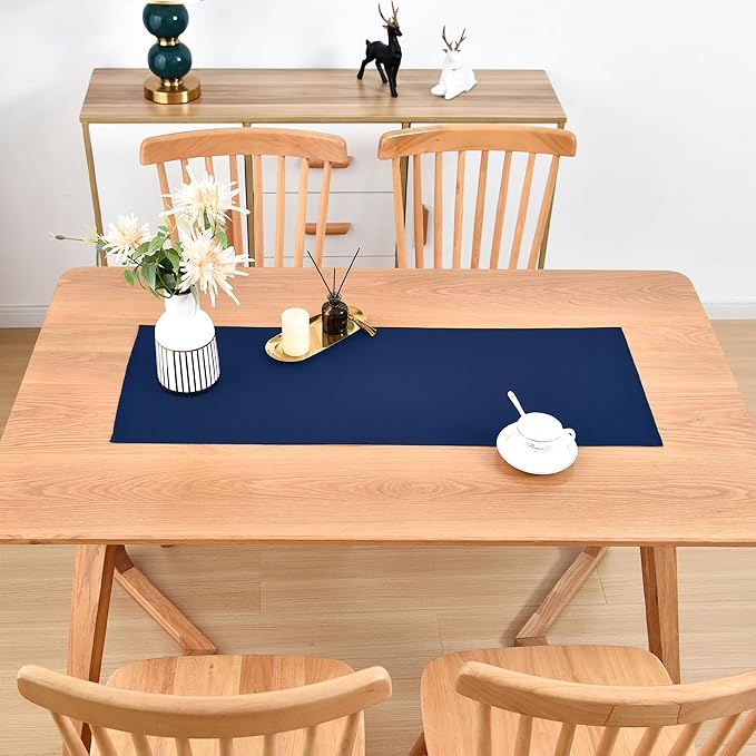 Farmhouse Navy Blue Table Runner Small Short Table Runners 36 Inches Coffee Table Runner for Dresser Living Room Bedroom Holiday Party Banquet 12X36 Inch