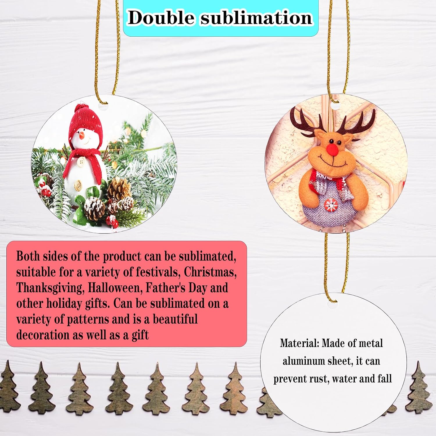 3.5" Metal Sublimation Ornament Blanks, 40pcs Double Sided Xmas Tree Decor | Christmas decorations for sublimation heat press printing, bulk round aluminum blanks for DIY handmade crafts