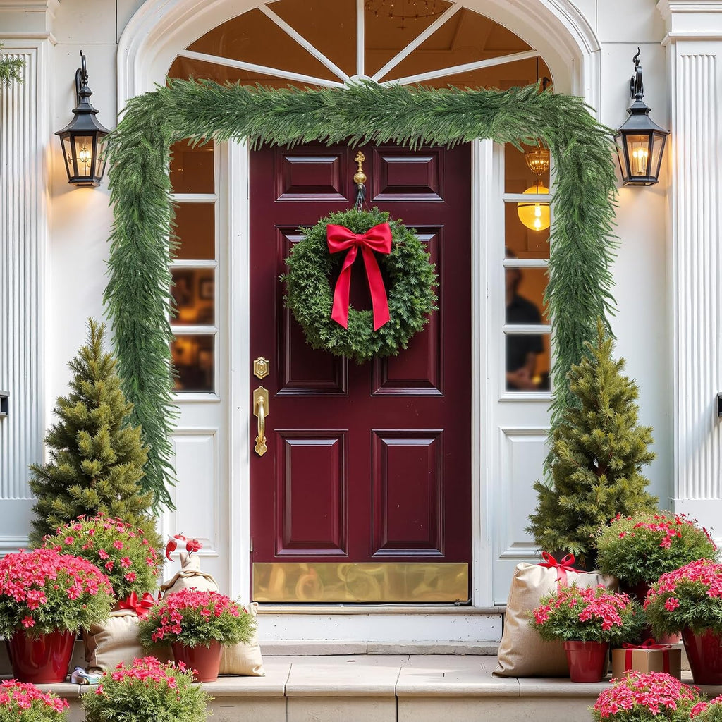 9ft artificial norfolk pine garlands, real touch thick showing dimensions