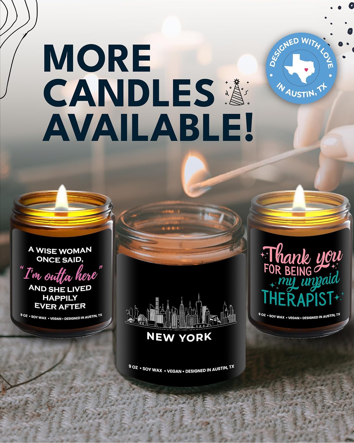 New York City Candle, House Warming Gifts for New Yorkers, Unique NYC Souvenirs & Gifts Ideas for Men and Women, Ideal NY City Themed Presents for Friends, Birthday, Christmas, Moving Away, Gift-Ready