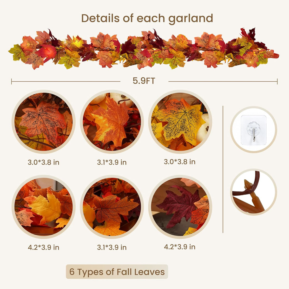 cqure 10 pack fall leaf garland, hanging vines shown in use