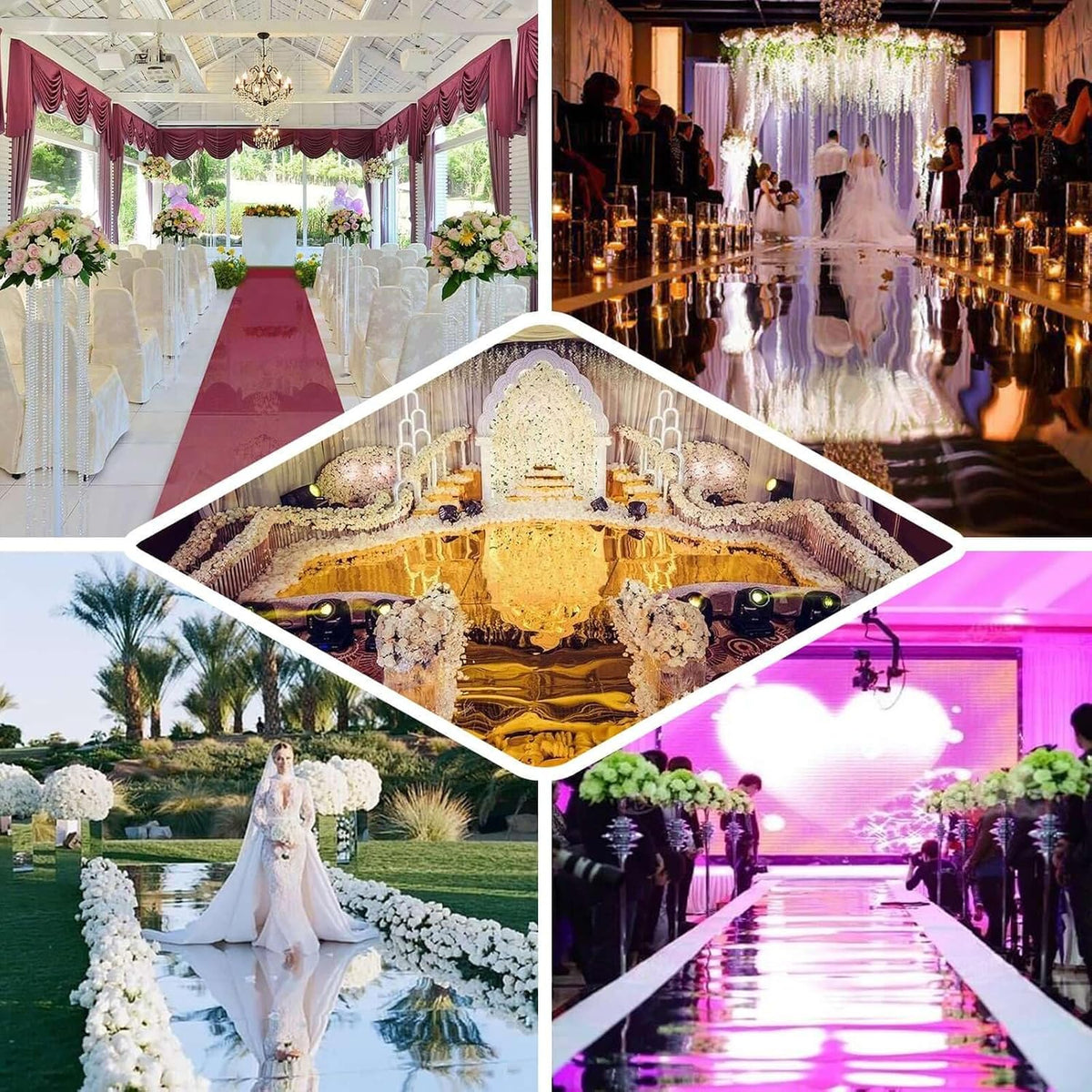 Efavormart 3ft x 65ft White Glossy Aisle Runner - Reflective Non-Woven Floor ...
