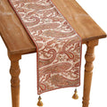 ISAENNE Designer Elegant Red Linen Table Runner 87 Inches Long,Vintage Paisley Pattern Durable Table Runners for Dining Tables,Thanksgiving,Kitchen Tables,Christmas,12"*87"-Chauffrey A