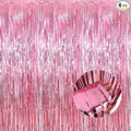 4 Pack Pink Foil Fringe Curtain Backdrop, 3.28Ft x 8.2Ft Metallic Tinsel Foil Fringe Streamer Curtains for Photo Booth Props, Birthday, Wedding, Valentine's Day Decoration Party Supplies New