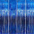 GOER 3.2 ft x 9.8 ft Metallic Tinsel Foil Fringe Curtains Party Photo Backdrop Party Streamers for Birthday,Graduation,New Year Eve Decorations Wedding Decor (4 Packs,Navy)
