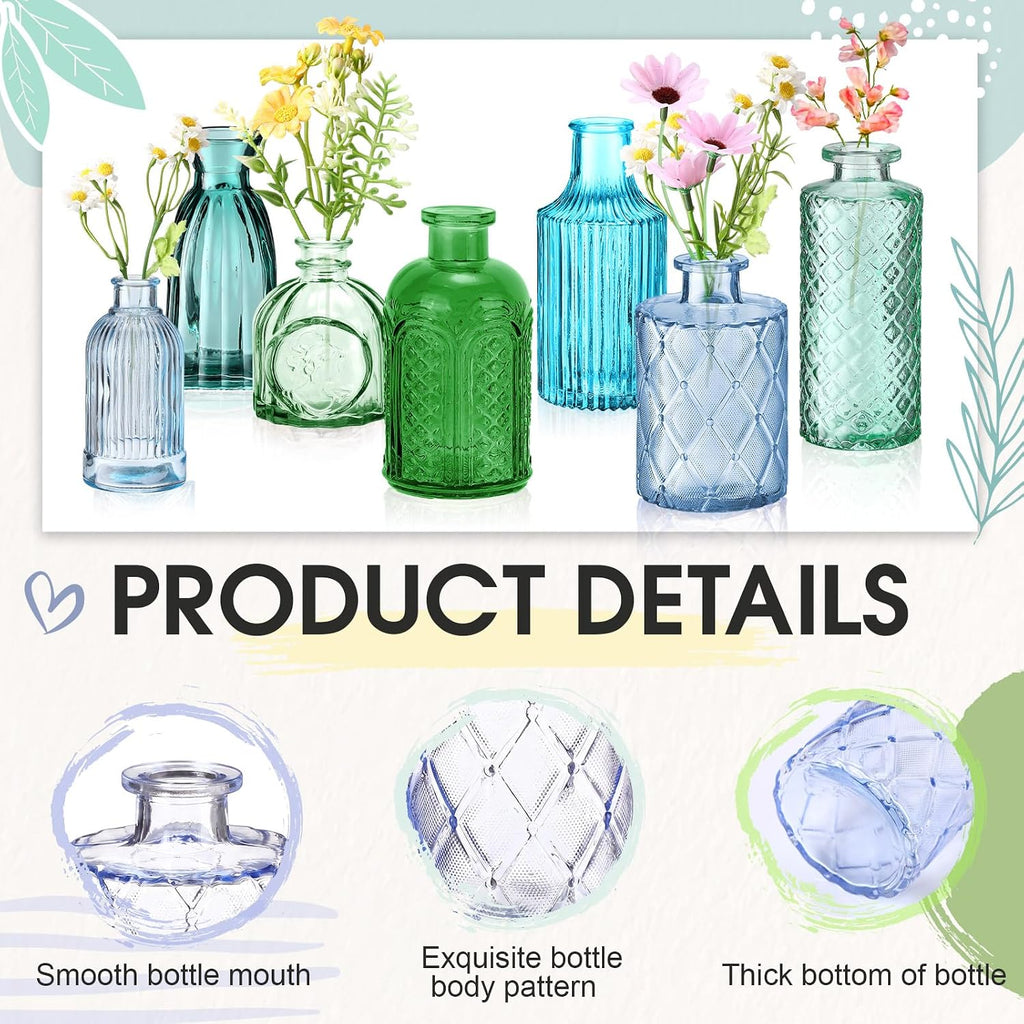 yaomiao 30 pcs glass bud vases centerpieces, blue, side view