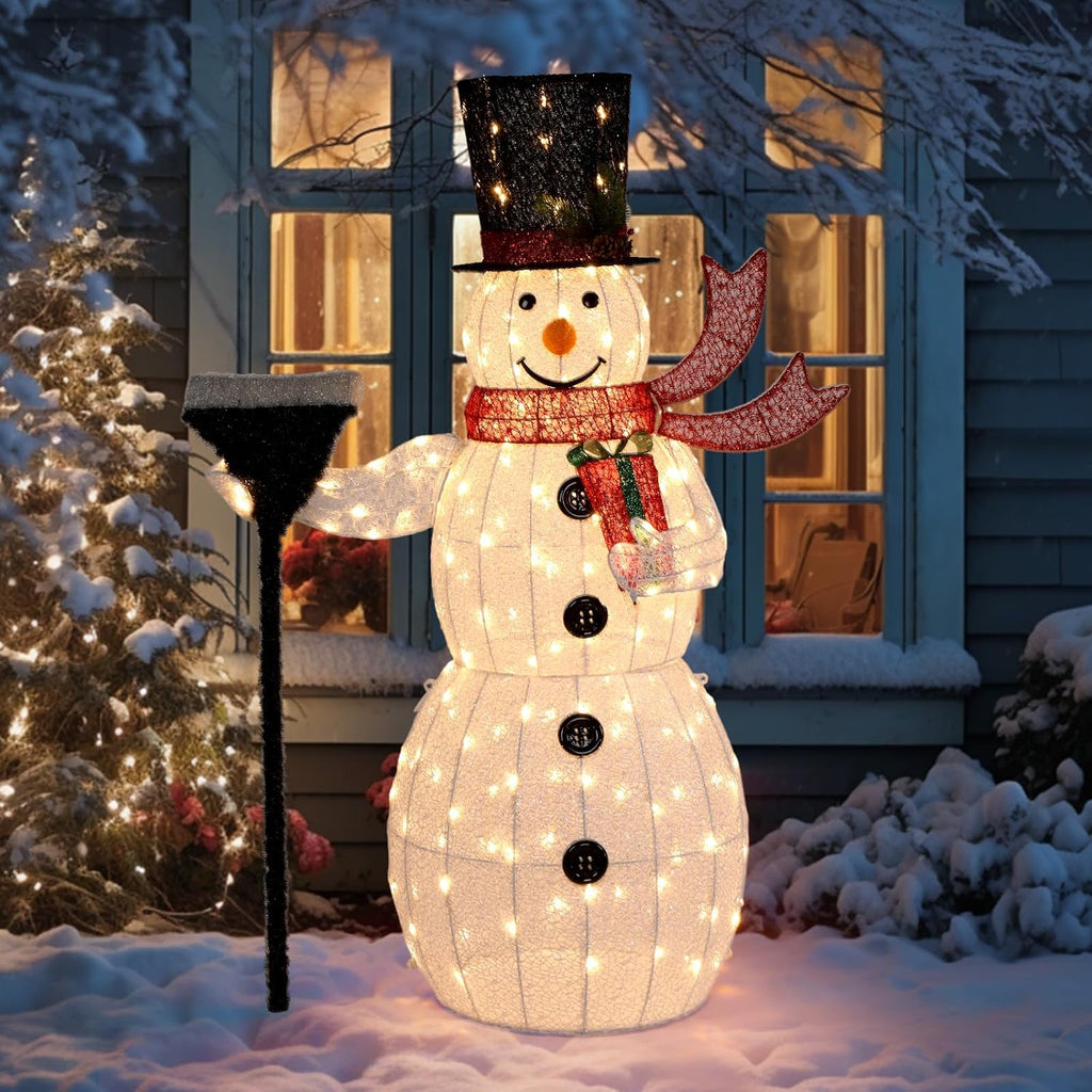 vingli 5ft outdoor snowman christmas decorations, lighted outdoor, main product view