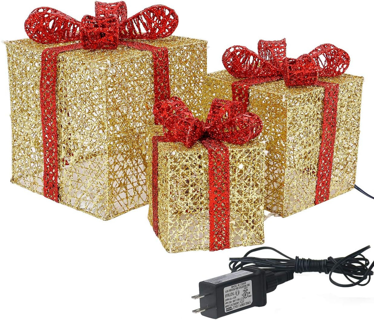 sunnyglade set of 3 christmas lighted gift boxes, main product view
