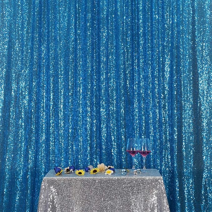 Eternal Beauty Turquoise Sequin Backdrop, 6x6 Ft Glitter Background Curtains for Shimmer Photography Party Wedding Birthday Back Drop Decor