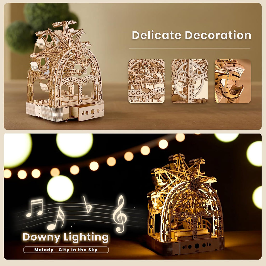 3d wooden puzzles for adults: 3d puzzle light-up shown in use