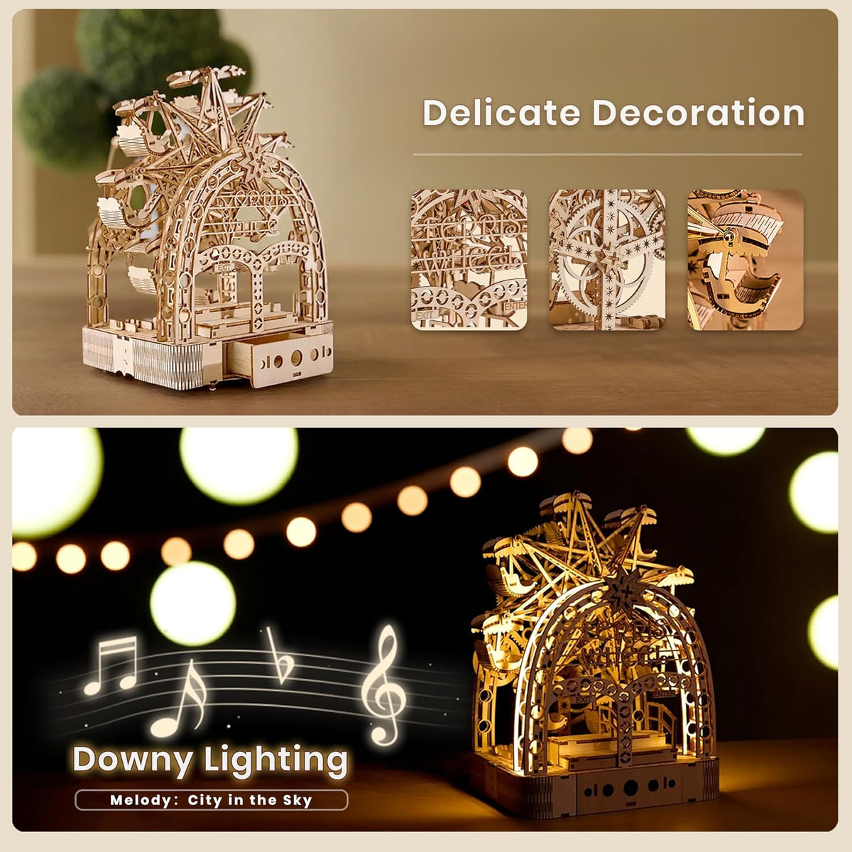 3d wooden puzzles for adults: 3d puzzle light-up shown in use