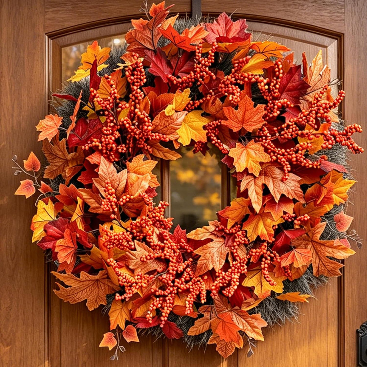fall maple leaf wreath, 26inch fall wreaths for, main product view