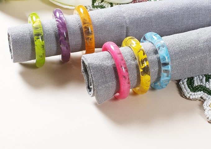 Napkin Rings Set of 12 - Epoxy Resin Napkin Holder Cuffs for Dinner Table Décor - Farmhouse Modern Serviette Rings for Weddings, Parties, Receptions, Banquets, Daily Use (Pastel) - CLEENTABLE