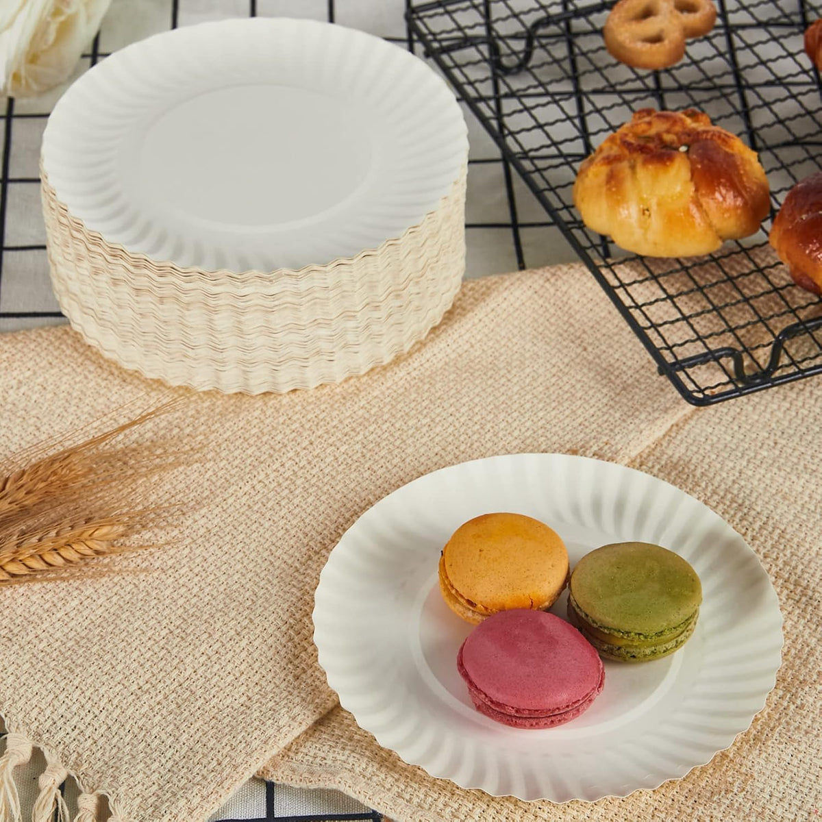 FOCUSLINE 6 Inch Paper Plates 1000 Count, White Small Plates Uncoated