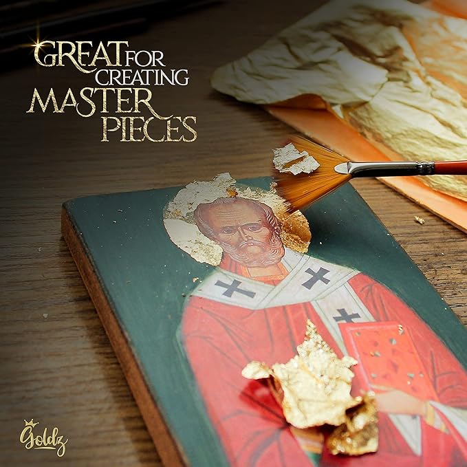 goldz: Edible 99.99% Gold Leaf, Genuine Gold Leaf, 24 Karat Edible gold Sheets. Genuine for Cooking, Art, Food, Steak, Desert, Facial.