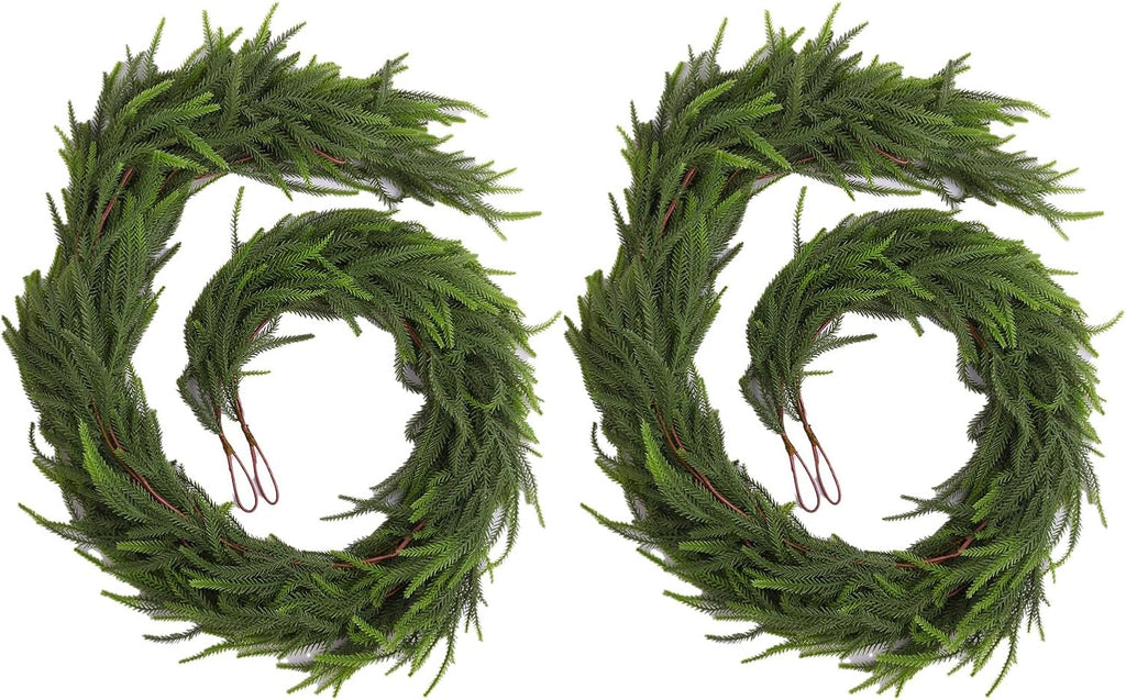 6ft 2pcs norfolk pine garland - realistic christmas on a desk or shelf