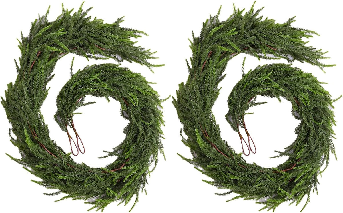 6ft 2pcs norfolk pine garland - realistic christmas on a desk or shelf