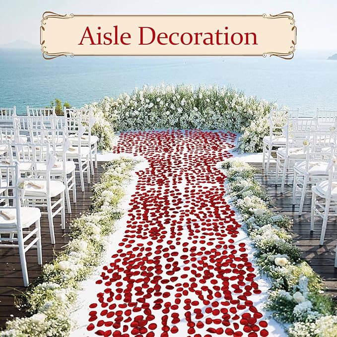 Silk Rose Petals Burgundy 300pcs - Bulk Faux Flower Petals for Wedding Decor, Dinner Table Scatter, Party Confetti, Bridal Shower, and Night Decoration