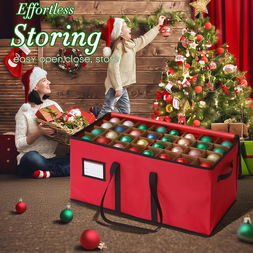 Christmas Decoration Organizer Ornament Holder Village Storage Chest Box，Tree Keepers Ornament Ball Storage，Santas Bags Storage