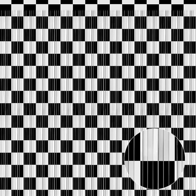 Crosize 2 Pack 3.3 x 9.9 ft Black & White Foil Fringe Curtains Party Decorations, Black & White Tinsel Curtain Backdrop for Parties, Door Streamers, Glitter Streamer Backdrop for Birthday Decoration