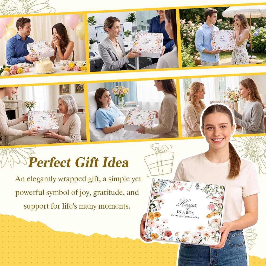 Get Well Soon Gifts for Women, Sunflower Birthday Gifts Women Mom Wife | Care Package Spa Gifts with 30 Affirmation Cards Jar Flower, Sympathy Gift Box, Christmas Gift Baskets for Woman