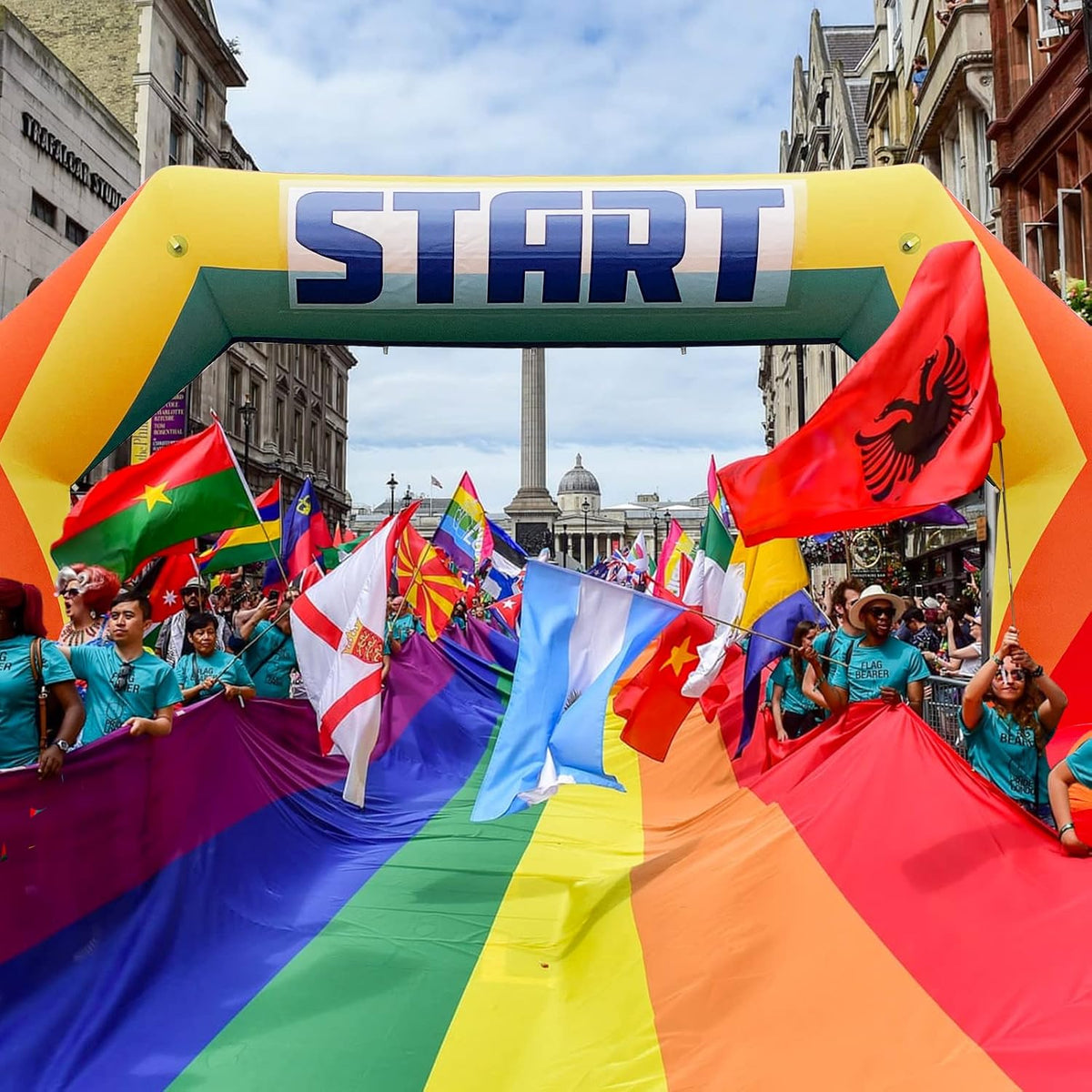 20ft Start Finish Line Inflatable Arch Rainbow with Powerful Blower, Hexagon ...