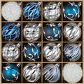 JORNOY Blue and Silver Christmas Ornaments Set, 16ct Shatterproof Christmas Ball Ornaments Bulk for Xmas Decorations - 2.36 inch Plastic Decoative Hanging Ornaments for Xmas Tree Decor (Blue & Silver)