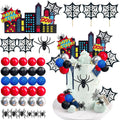 38pcs Spider Cake Topper Balls Cake Decorations Spider Web Cake Decor with Black Red Silver Glitter Blue Balls Spider City Theme Happy Birthday Topper for Boys Men Baby Shower Party Supplies