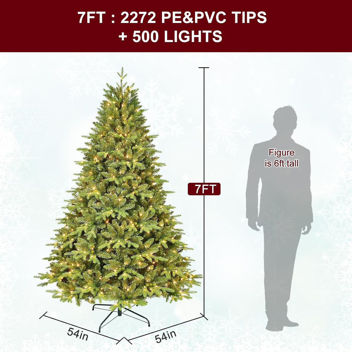treepool 7ft prelit artificial christmas tree, 2272 pe/pvc, package contents