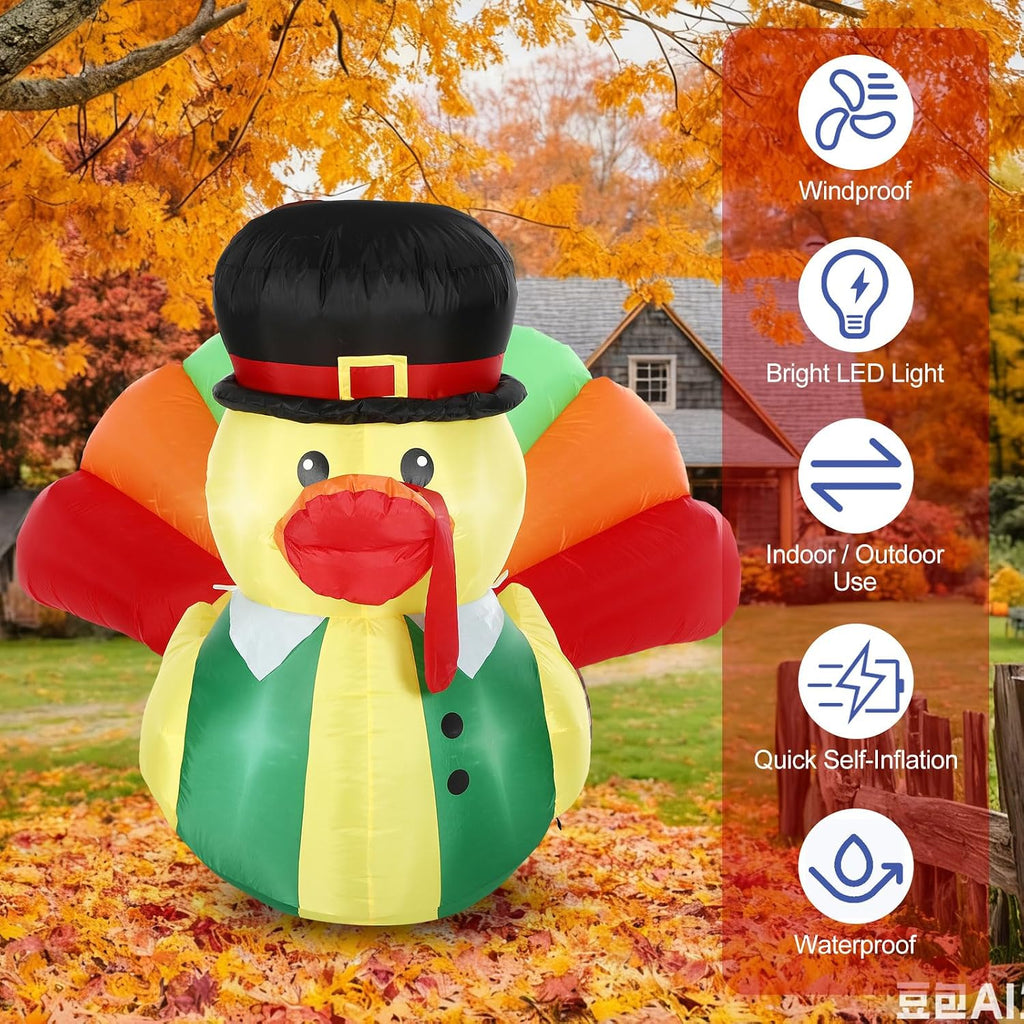 leyndo 5ft fall inflatable outdoor thanksgiving blow up showing dimensions