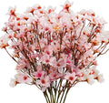 Uieke 8Pcs Artificial Cherry Blossom Flowers, Silk Cherry Blossom Branches, Fake Plum Blossom Flowers Arrangement for DIY Home Wedding Tree Party Decor Pink