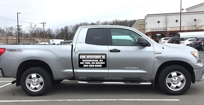 Vehicle Magnets Sign with Custom Lettering 12" X 24" (Set of 2) -Landscape, Construction, Handy Man, Plumbing, car Repair Shop-Black