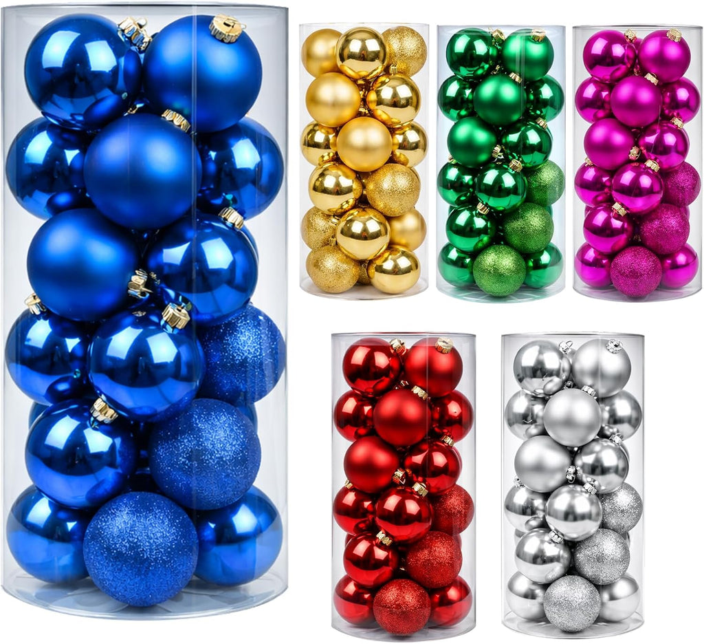 24ct Blue Christmas Ball - 1.18 Inch Shatterproof Christmas Tree Decoration Ornaments Hanging Ball for Xmas Tree, Holiday, Wedding, Party