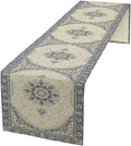 Boho Bohemia Style Table Runner, Vintage Blue Gold Retro Flower Rustic Country Style Floral Print Pattern for Home Kitchen Table Decor Dining Coffee Room Garden Party Decor 13x90in