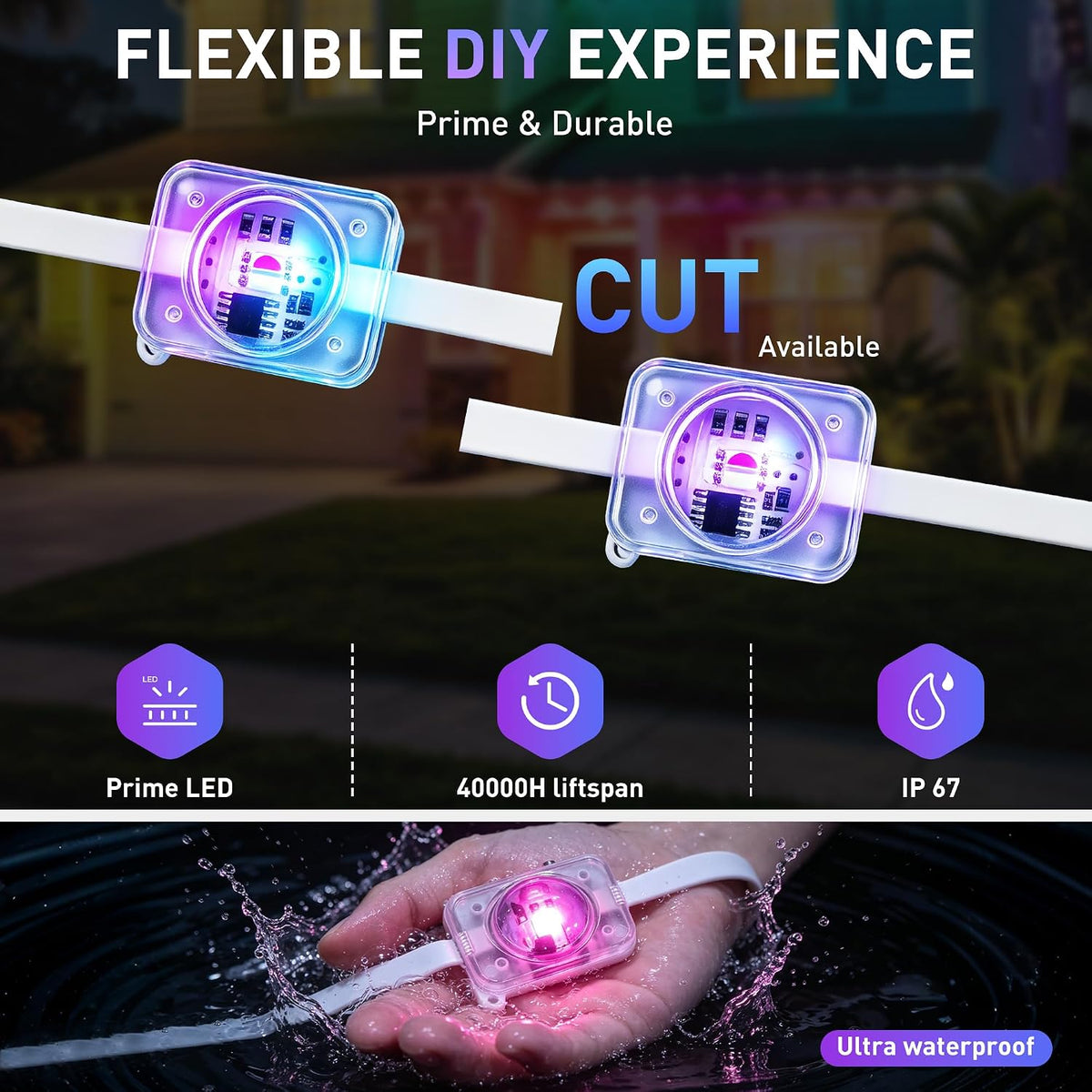 LITSOUL 600FT Permanent Outdoor Lights for House RGB+IC, Chasing Effect Smart...