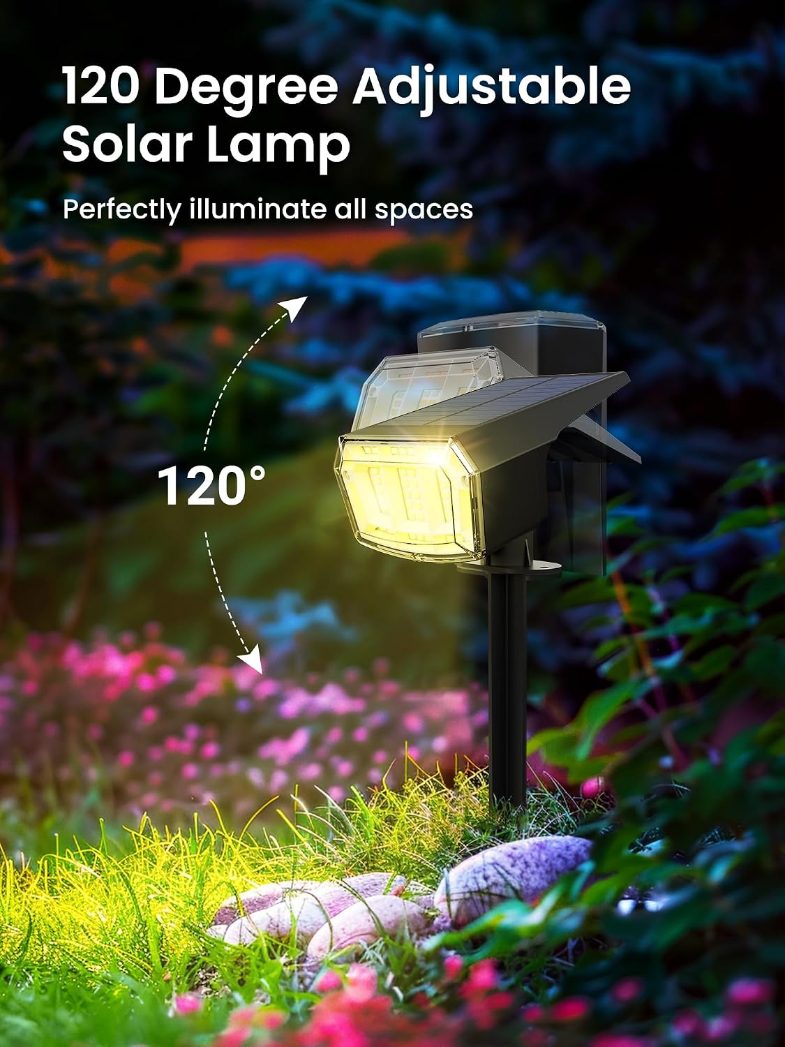AUDERWIN Solar Spot Lights Outdoor Waterproof, 2 Packs, RGB