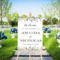 Welcome To Our Wedding Sign With Stand, Welcome Sign For Wedding Entrance, Greenery Floral Theme Wedding Sign Decoration, Reserved Signs For Wedding, Personalized Wedding Sign