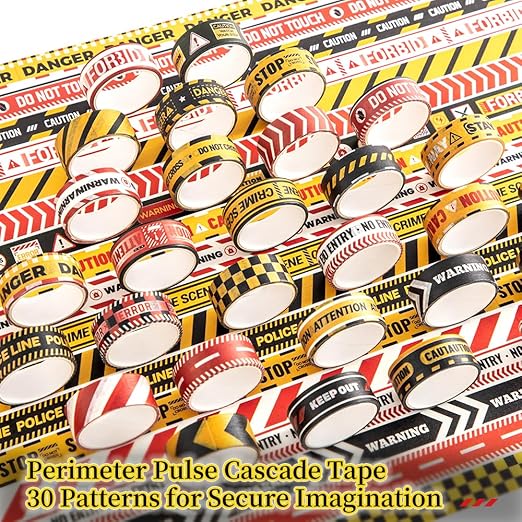 30 Rolls Warning line Theme Washi Tape Set, Writable Decorative Tapes for Scrapbooking, Bible Journaling, Bullet Journaling, 0.6"x79" per Roll