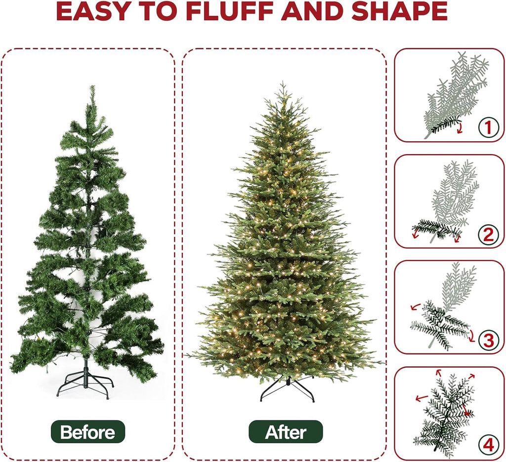 hykolity 7.5 ft prelit christmas tree with realistic, view 9