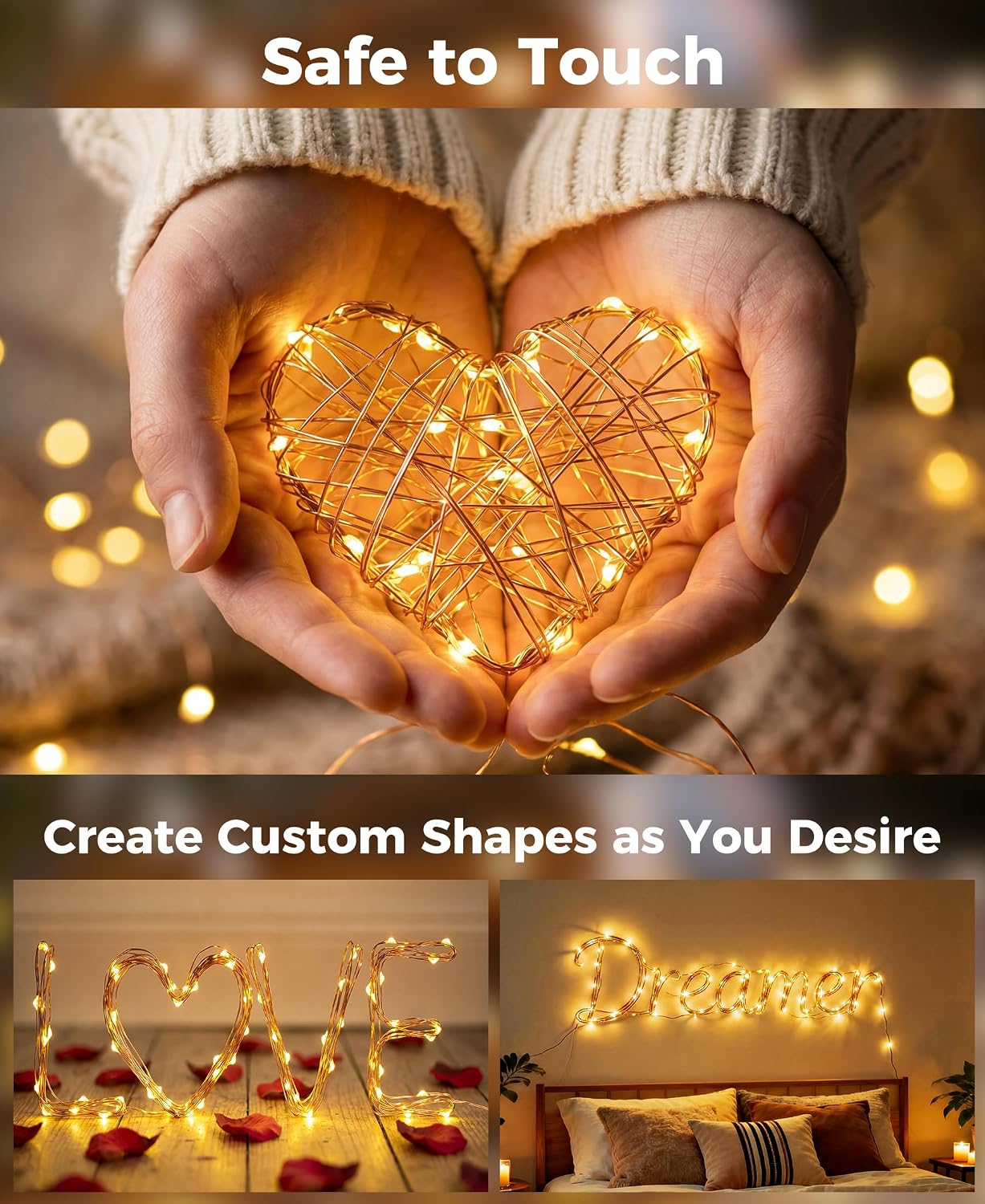 Plug-in Fairy Lights, 66 Ft 200 LED String Light with Remote, 8 Modes, Timer and Dimming Twinkle Lights for Indoor, Bedroom, Party, Decoration, Holiday, Warm White