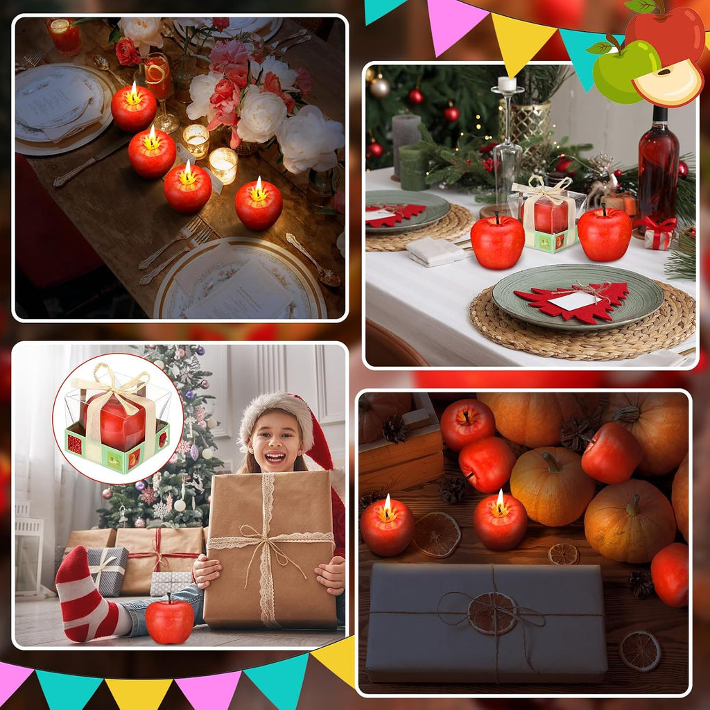 Tondiamo 12pcs Apple Candle Artificial Creative 3D Apple Shaped Candles Rosh Hashanah Party Wax Candle Gifts for Christmas Birthday Wedding Party Home Table Decor Mother Gifts (Red)