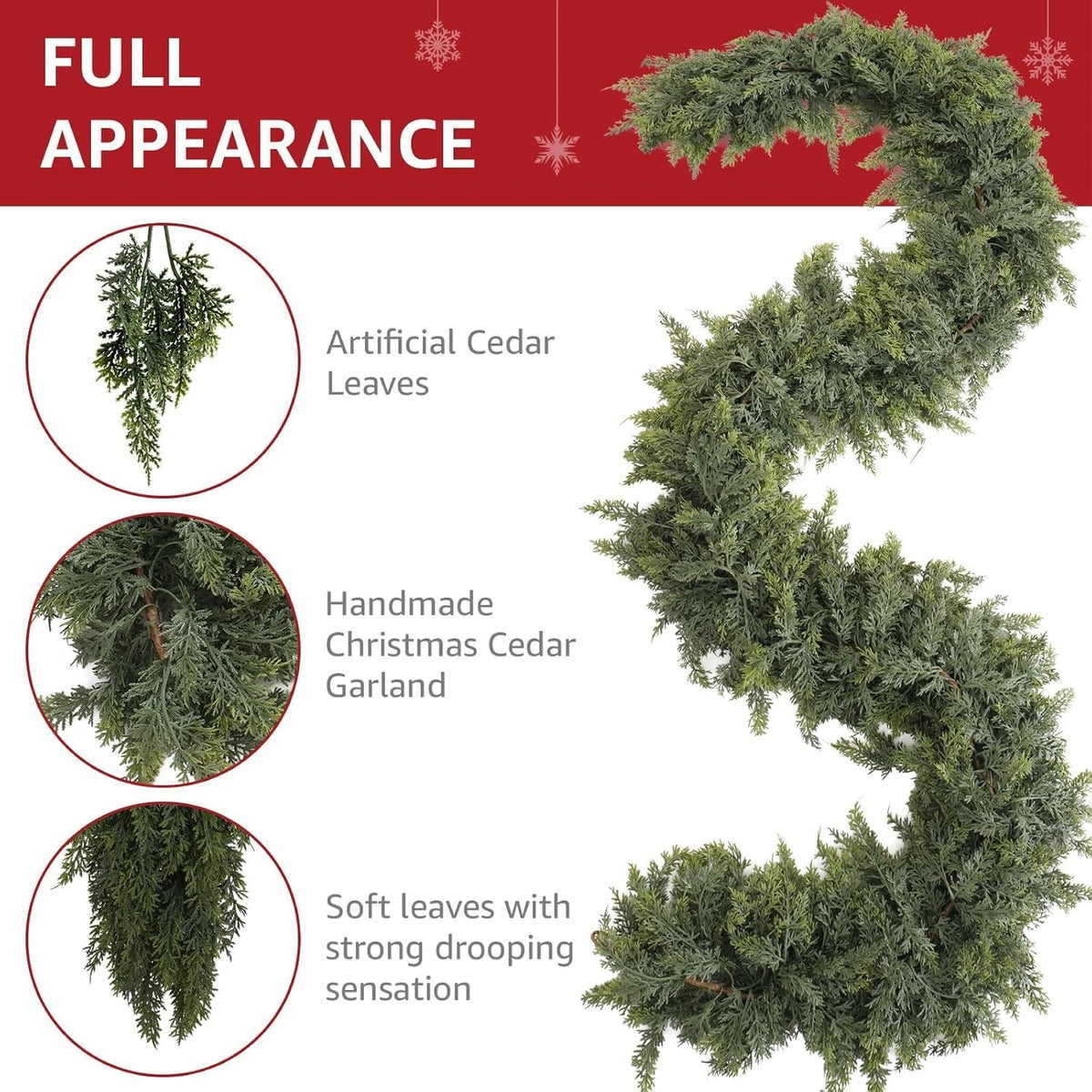 9ft prelit real touch cedar christmas garland with on a desk or shelf